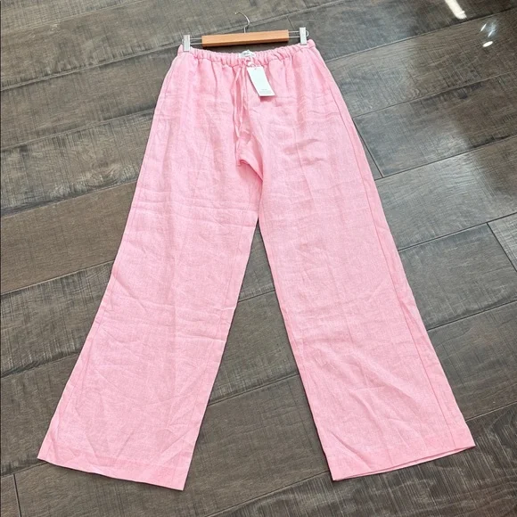 NWT Mango Soft Pink Linen Trousers SIZE M - Picture 9 of 11